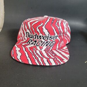 Vintage Budweiser Racing 90s SnapBack Red Zebra Wild Rager Hat‎ Clean Bud Fresh